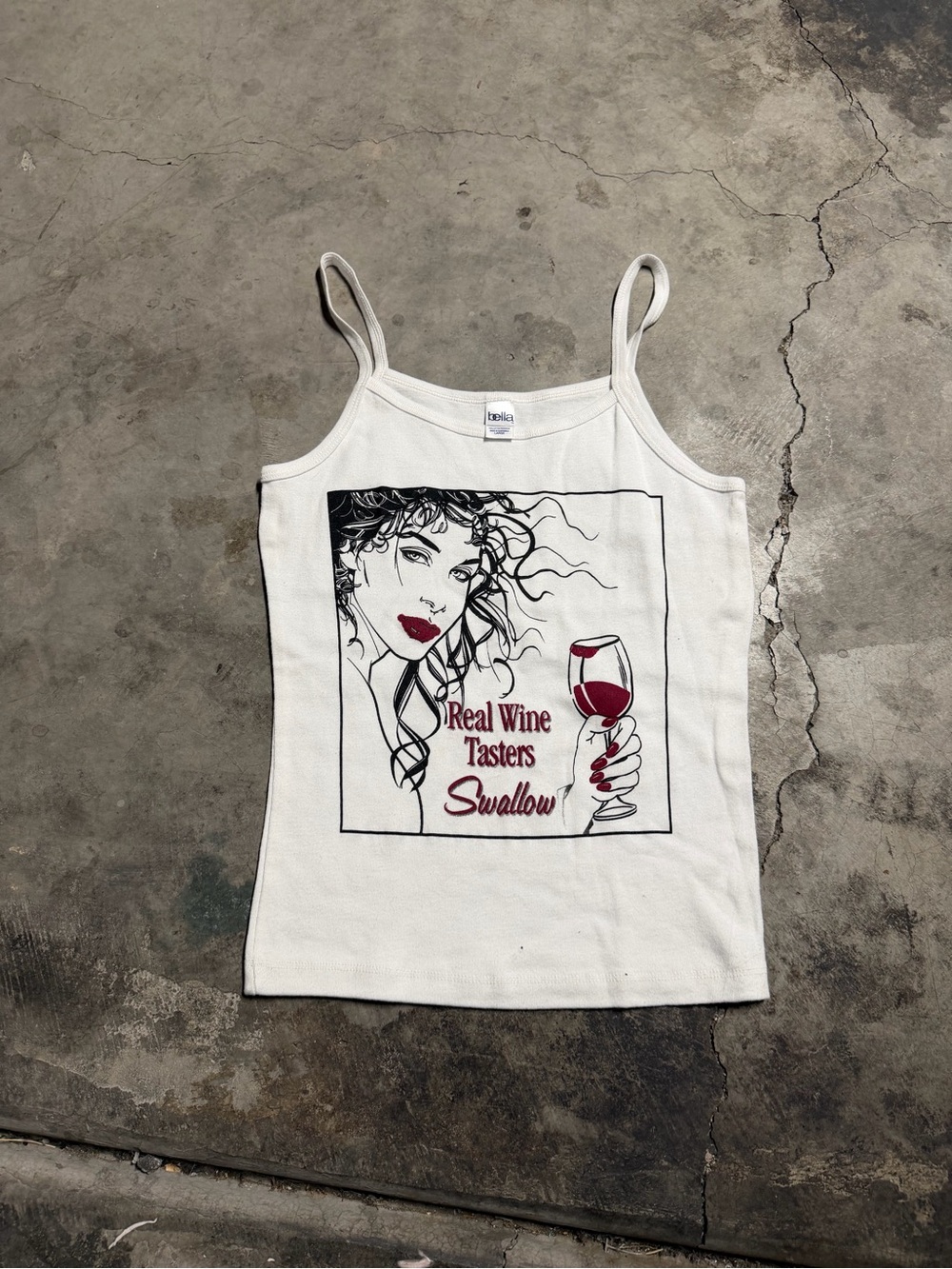 White Graphic Wine-Print Tank Top